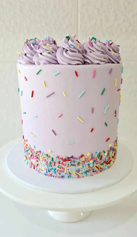 25 Sprinkle Cake Ideas to Sweeten Your Celebration : Lilac Cake with Sprinkle
