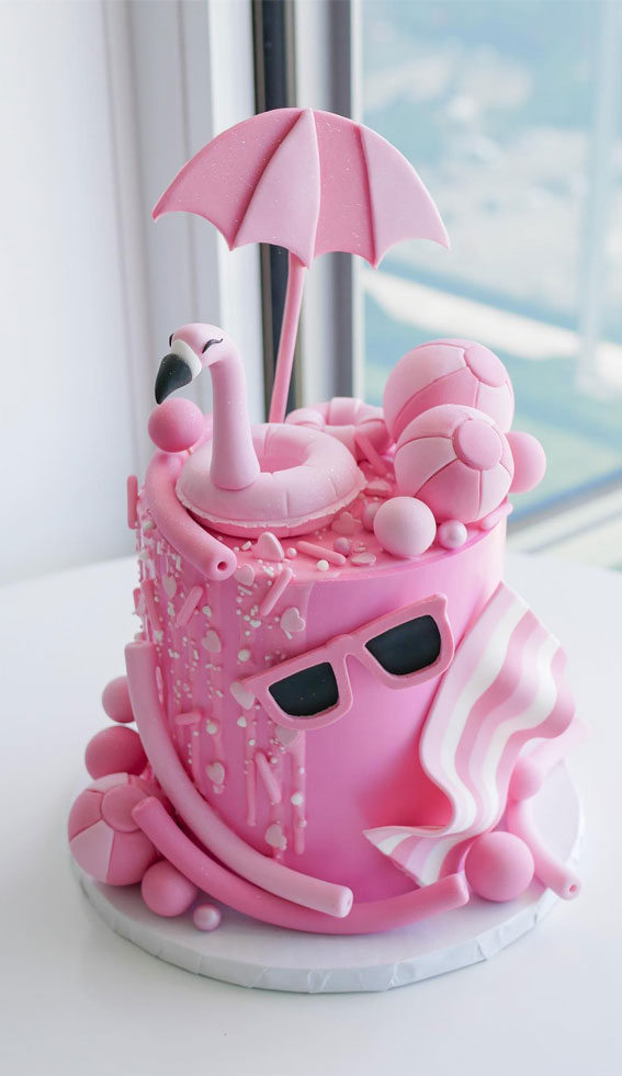 27 Summer-Themed Cake Inspirations : Monochromatic Pink Cake
