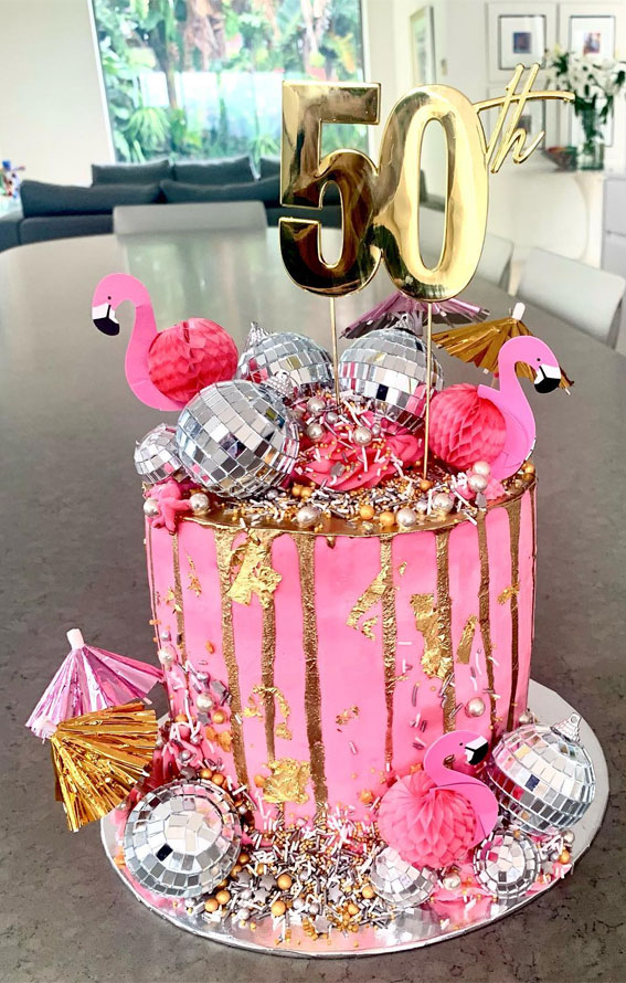 27 Summer-Themed Cake Inspirations : Dazzling Bright Pink Cake
