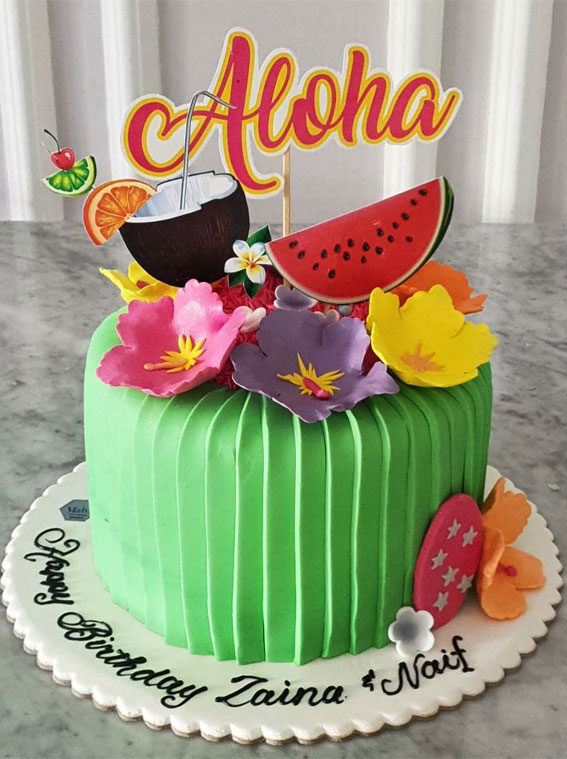 27 Summer-Themed Cake Inspirations : Aloha Tropical Theme Cake