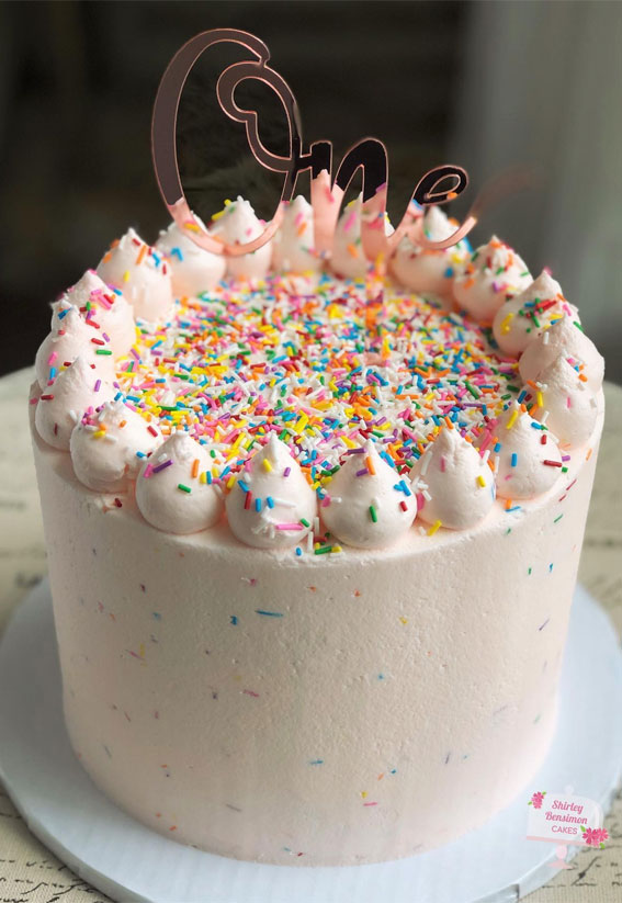 25 Sprinkle Cake Ideas to Sweeten Your Celebration : Classic First Birthday Sprinkle Cake 
