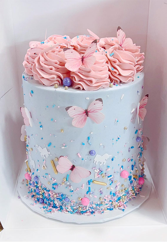 25 Sprinkle Cake Ideas to Sweeten Your Celebration : Periwinkle & Pink Cake
