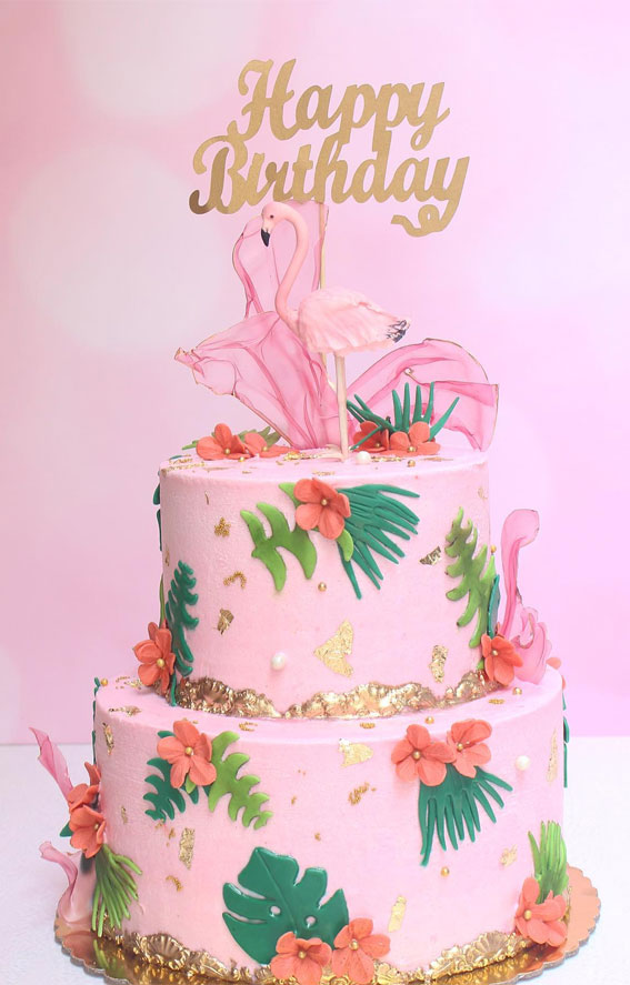 27 Summer-Themed Cake Inspirations : Elegant Tropical Vibe Cake