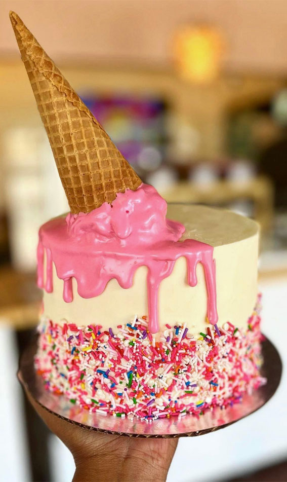 27 Summer-Themed Cake Inspirations : Sprinkle with Ice-Cream Drip