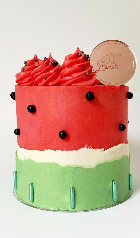 watermelon-inspired cake, summer-themed cake, summer theme cake, birthday cake, summer vibe cake, colorful cake, colourful cake ideas, tropical vibe cake, cherry cake