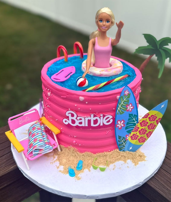 27 Summer-Themed Cake Inspirations : Malibu-Inspired Barbie Cake