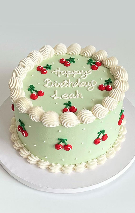 27 Summer-Themed Cake Inspirations : Pastel Green Cherry Cake