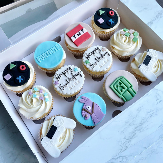 45 Cupcake Decorating Ideas For Every Occasion : Gaming themed cupcakes – Fortnite & Minecraft