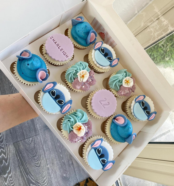 45 Cupcake Decorating Ideas For Every Occasion : Stitch Theme Cupcakes