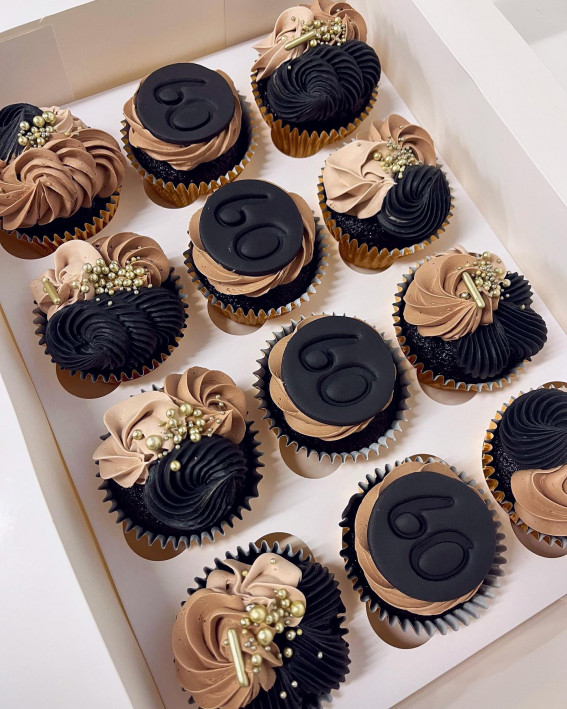 45 Cupcake Decorating Ideas For Every Occasion : Sophisticated 60th Birthday Cupcakes