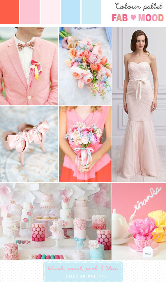 Romantic Pink, Blush, Coral & Blue Inspiration Board