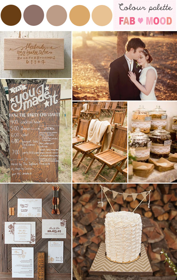 brown wedding ideas, caremel pecan wedding color