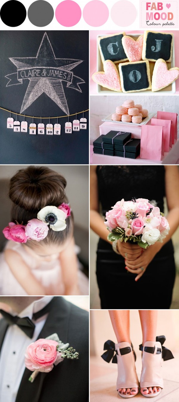 pink black wedding ideas,Pink bouquet black ribbon