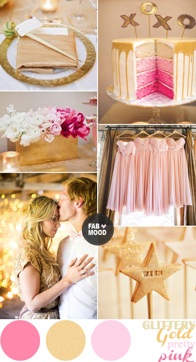 Pretty Shades of Pink and Gold Wedding Colors Palette Inspiration