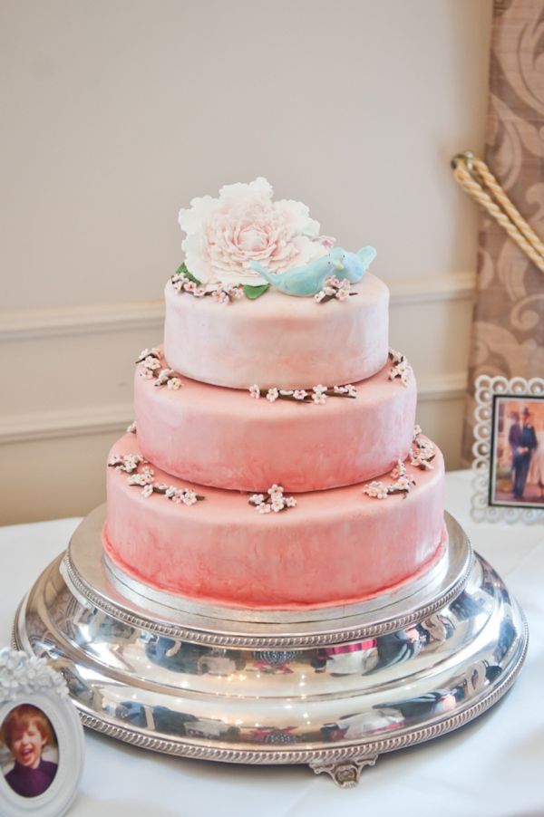 3 tiers peach  wedding  cake 