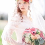 wedding flower crown veil