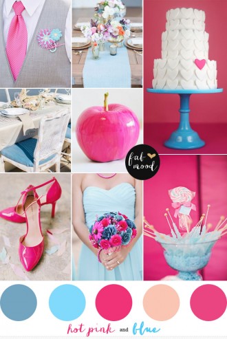 blue and hot pink wedding colors palette,hot pink and blue wedding inspirations