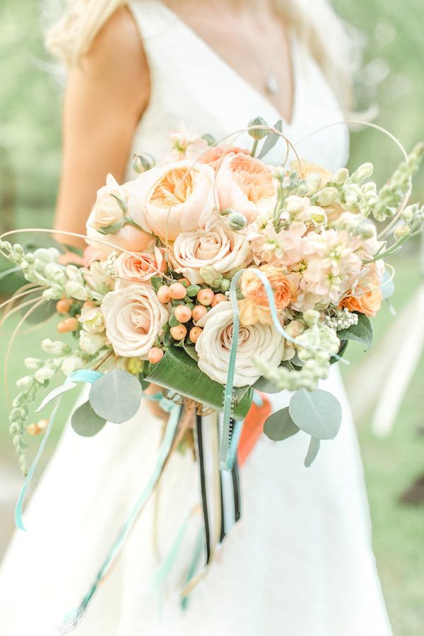 peach wedding bouquet