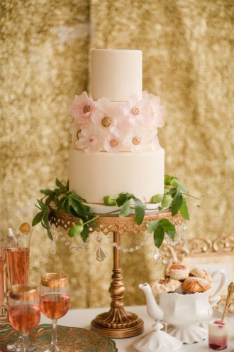 Pink and gold wedding cakes