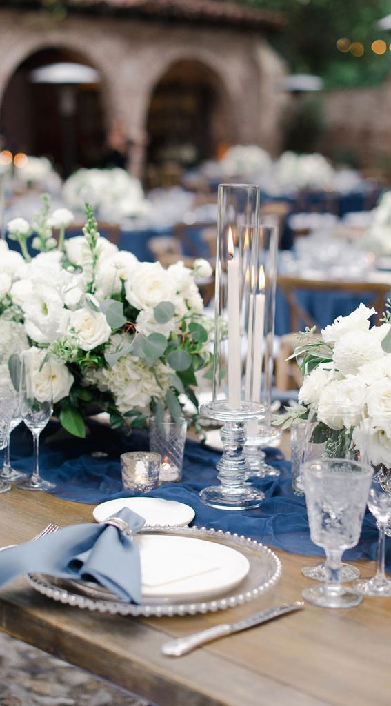 wedding table, dark blue wedding table