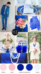 Cobalt blue and pink wedding