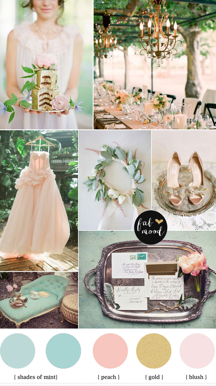 mint blush peach vintage wedding palette