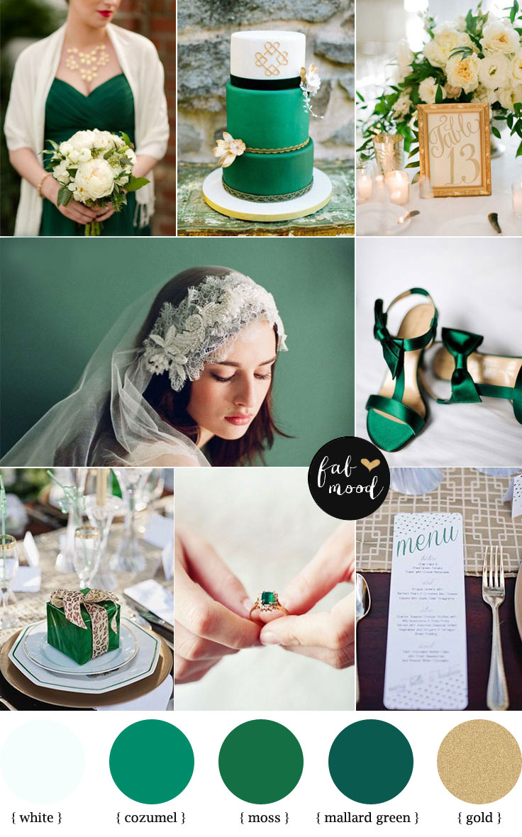 emerald and gold wedding colour palette