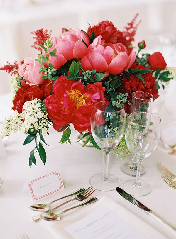 Red wedding centerpieces | Jen Heung Photography