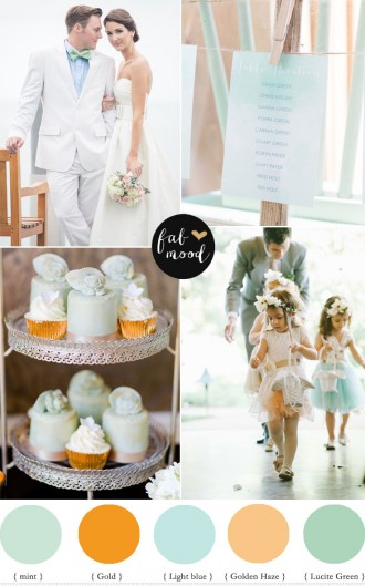 fabmood.com | Pastel wedding Colors palette { Mint, Lucite green and gold }