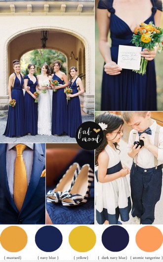 fabmood.com | Navy blue,orange,mustard wedding colour palette