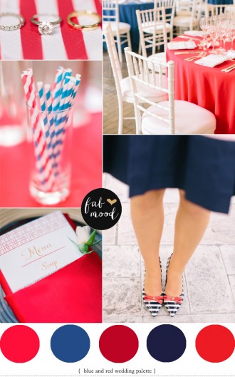 fabmood.com | red and blue flag themed or Blue and Red Wedding theme here is a lovely blue and red wedding Colour Palette,color combinations