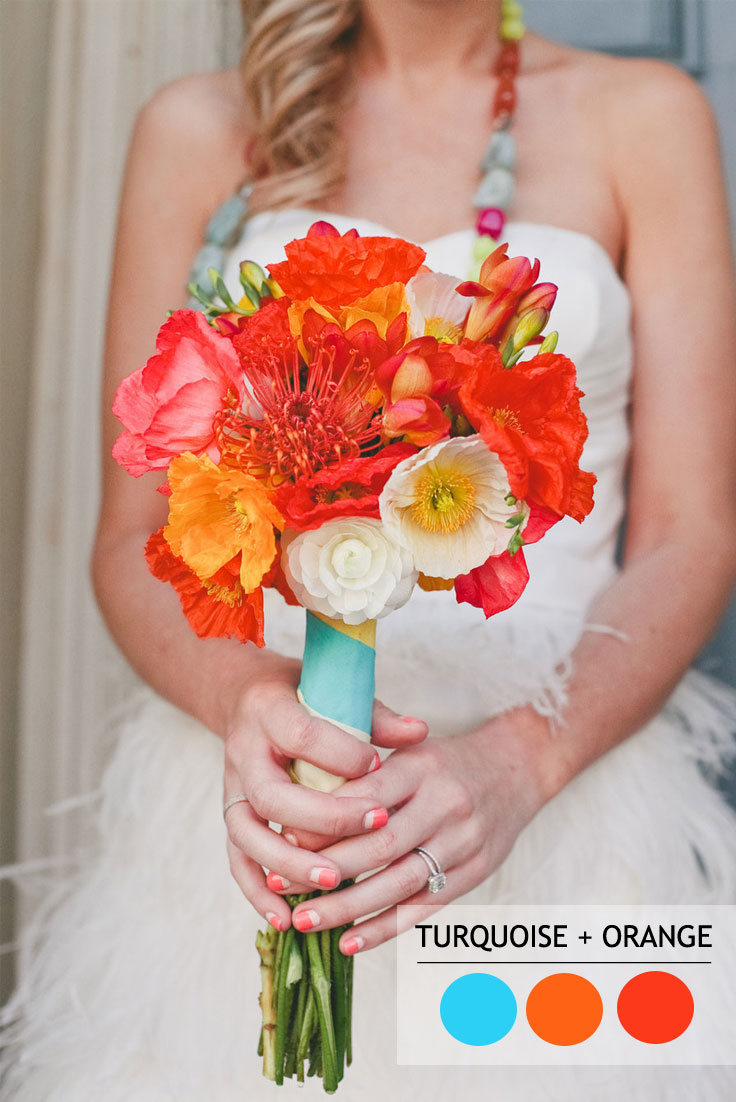 Turquoise and Orange wedding color combos