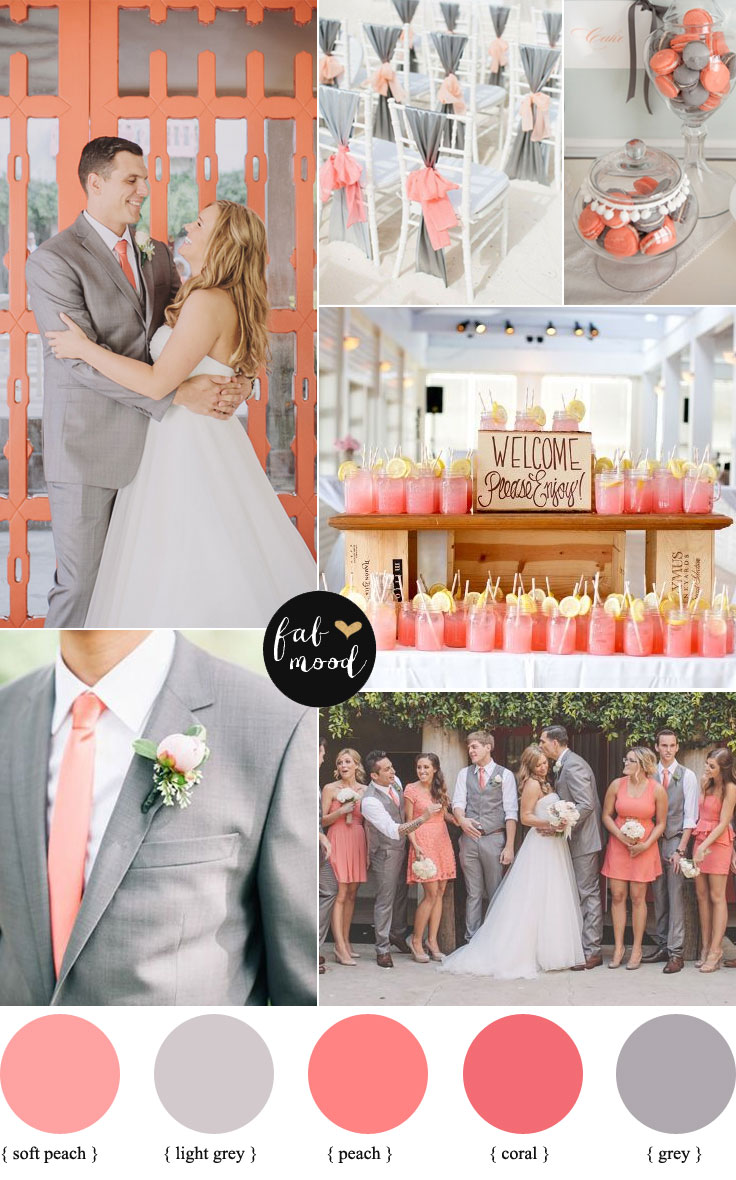 coral peach and grey wedding palette | fabmood.com 