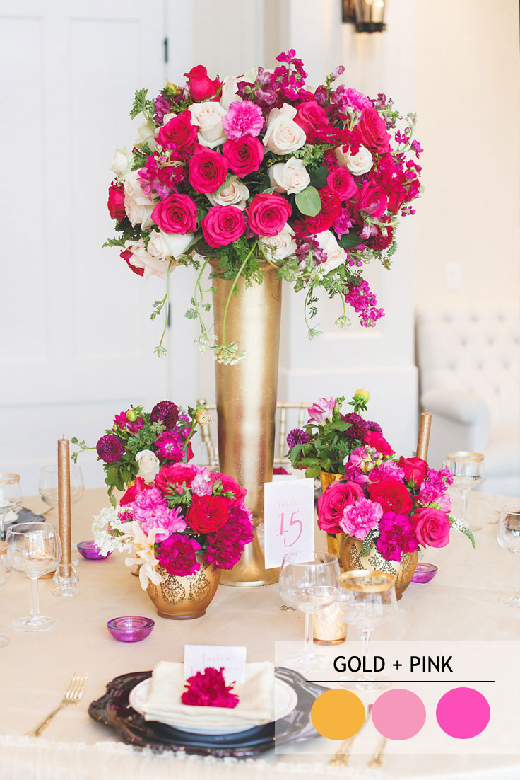 15 Fabulous Summer wedding Color Combos : gold and pink SUMMER WEDDING COLORS | Read more : https://www.fabmood.com/fabulous-summer-wedding-color-combos