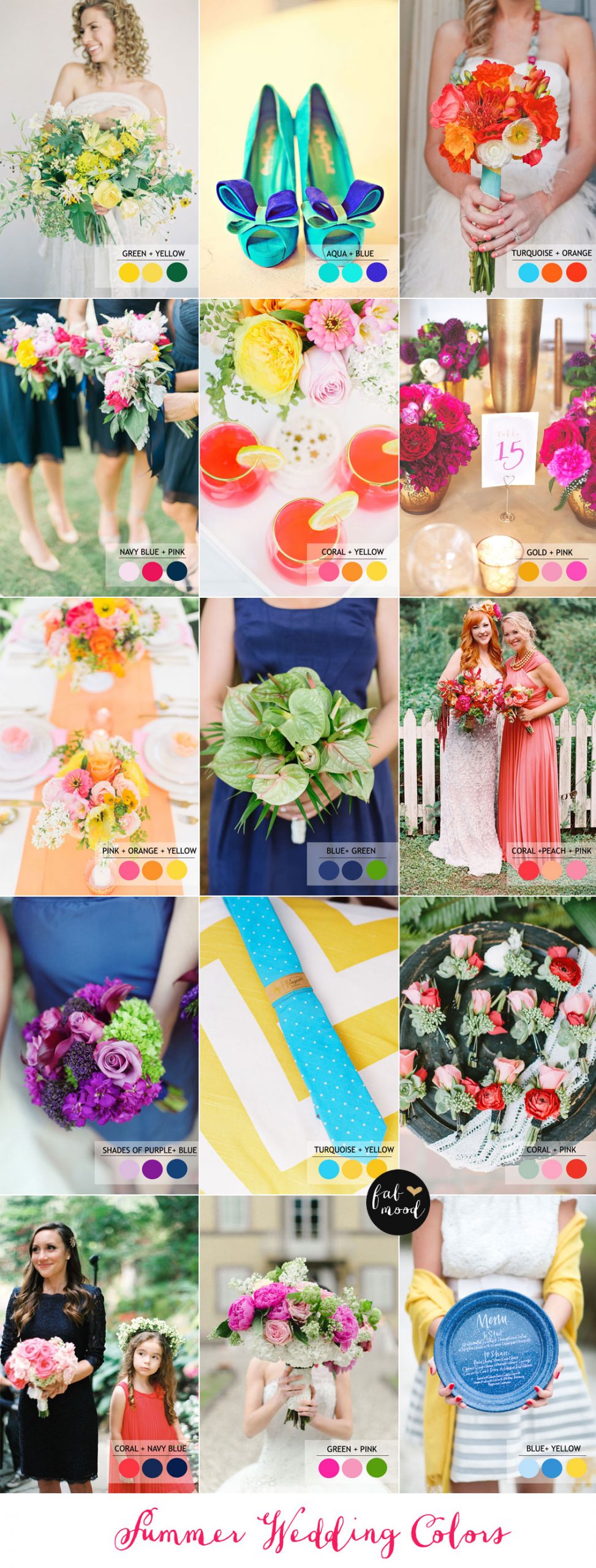 15 Fabulous Summer wedding Color Combos : SUMMER WEDDING COLORS | Read more : https://www.fabmood.com/fabulous-summer-wedding-color-combos