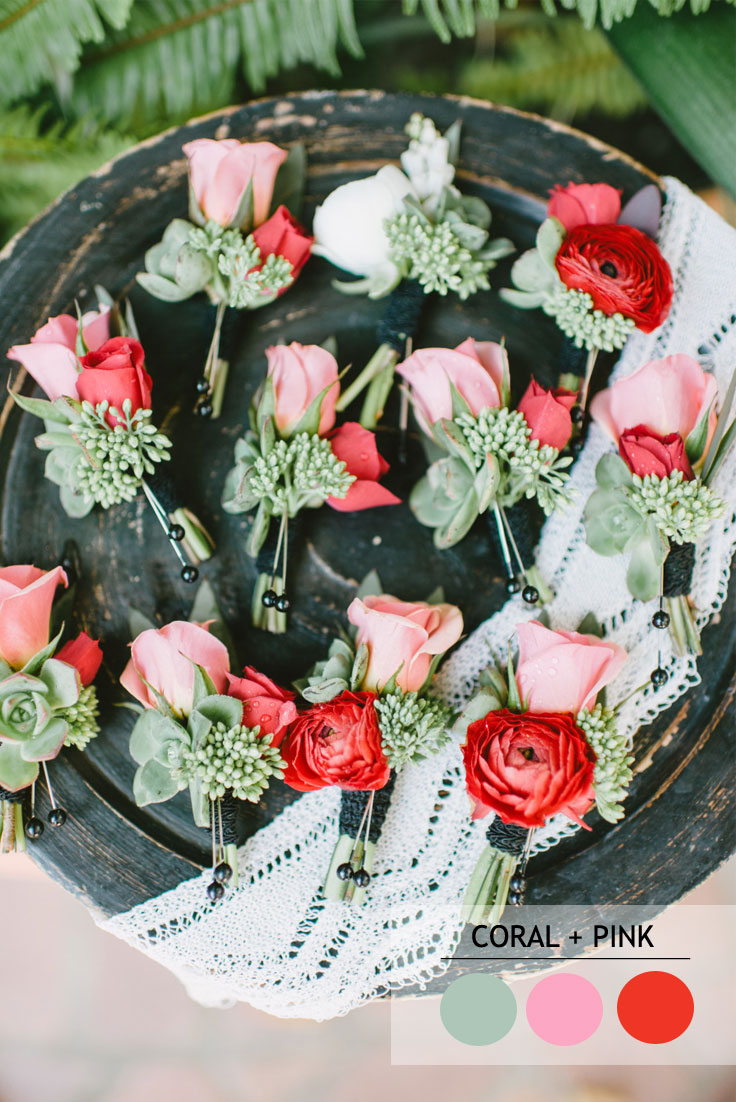 coral and pink summer wedding color combos