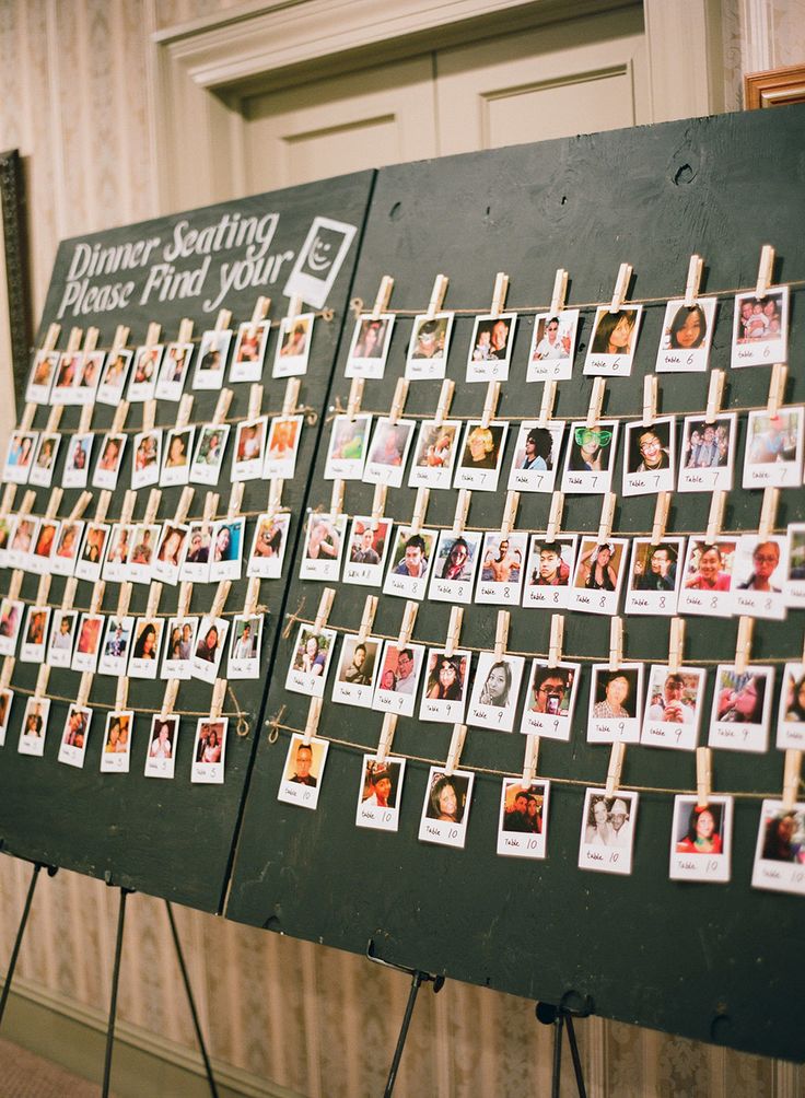 Polaroids escort cards display 