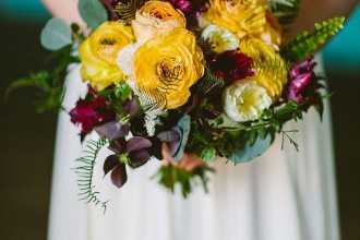 Yellow and Purple Autumn wedding bouquet | fabmood.com