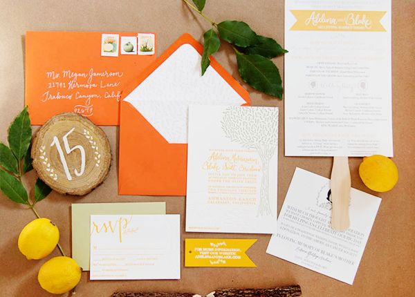 citrus wedding invitations