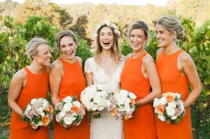 Long orange bridesmaid dresses | fabmood.com