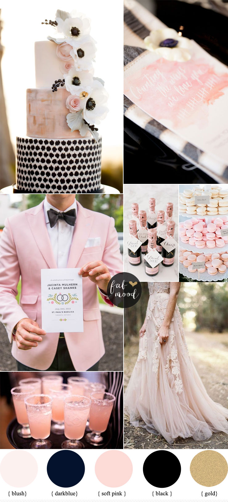 Black and Blush Pink Wedding Romantic Wedding Color Scheme | fabmood.com