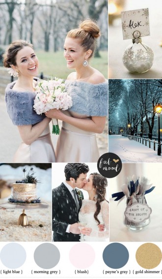 Shades of blue + grey + gold shimmery and payne's gray wedding colour | fabmood.com