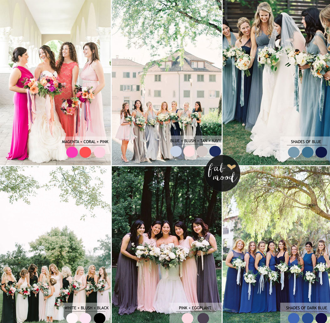 Mix and Match Bridesmaid Dresses by Colours