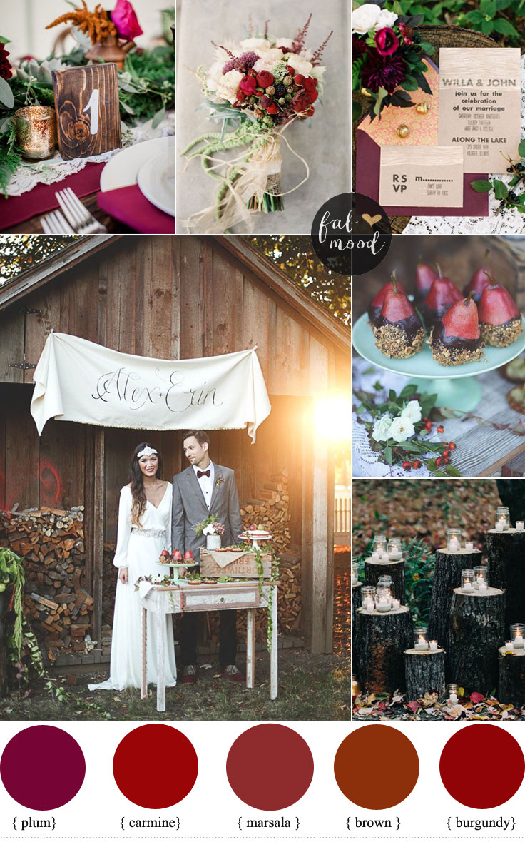 Autumn Rustic Woodland Wedding Inspiration { Burgundy + Marsala + Plum } : https://www.fabmood.com/autumn-rustic-woodland-wedding-inspiration #autumnwedding #woodlandwedding