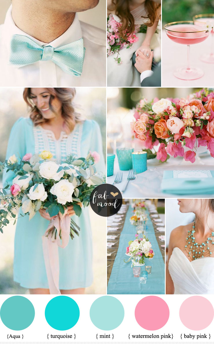 Turquoise And Pink Wedding Centerpieces