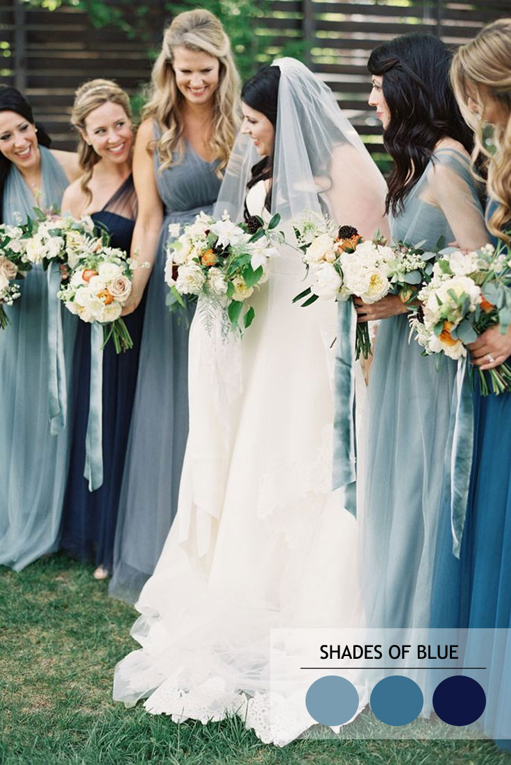 Mix and Match Bridesmaid Dresses by Colours | https://www.fabmood.com/mix-and-match-bridesmaid-dresses-by-colours #bridesmaids
