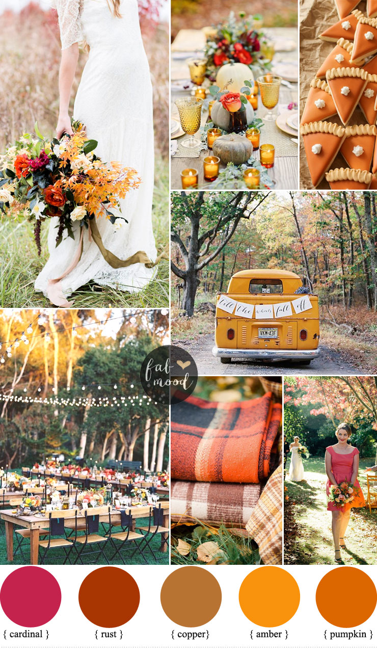 Bold and Colorful Fall Wedding in Amber,cardinal , pumpkin and rust | fabmood.com