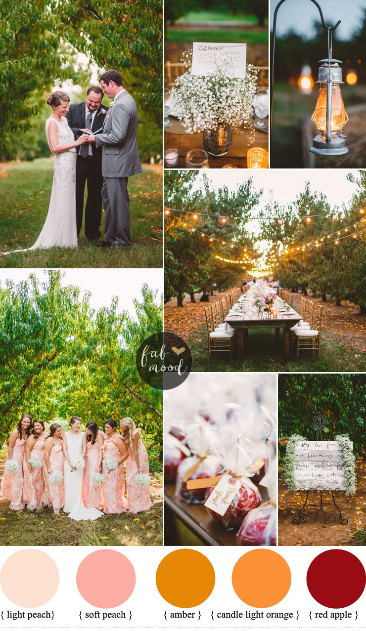 Fall Wedding Ideas For A Rustic Wedding in shades of peach and baby's breath | fabmood.com