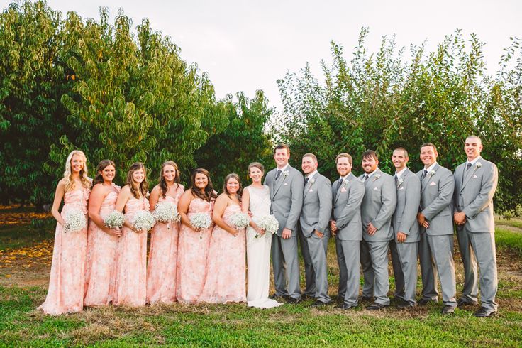 Blush and Grey Wedding Attire - Wedding in The Peach Orchard | Photography : marymargaretsmith.com | https://www.fabmood.com/a-cozy-fall-wedding-in-the-peach-orchard #peach #fallwedding
