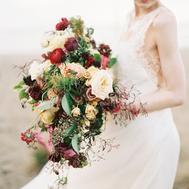 Photographed by Reid Lambshead -whenhefoundher.com | fall wedding bouquet roses wedding bouquets